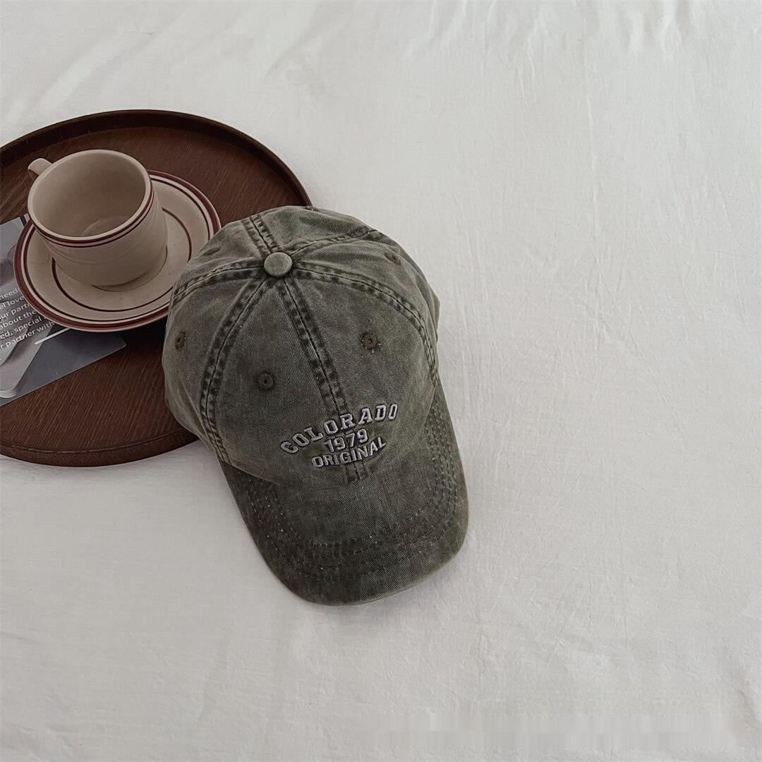 Vintage Distressed Baseball Cap With Embroidered Letters For Kids