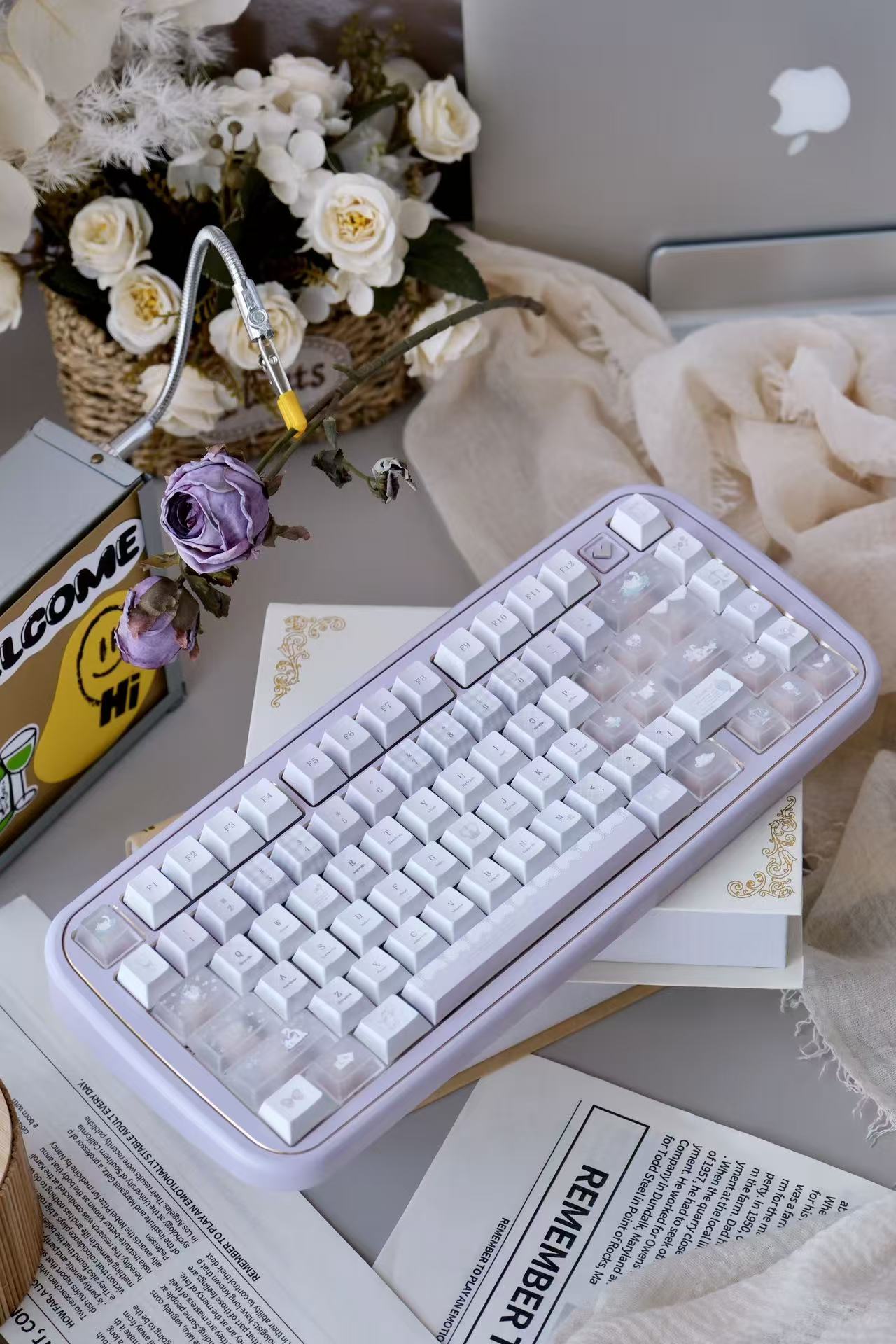 Meow Meow Hymn Keycaps In Protein Purple And Lavenderelegant