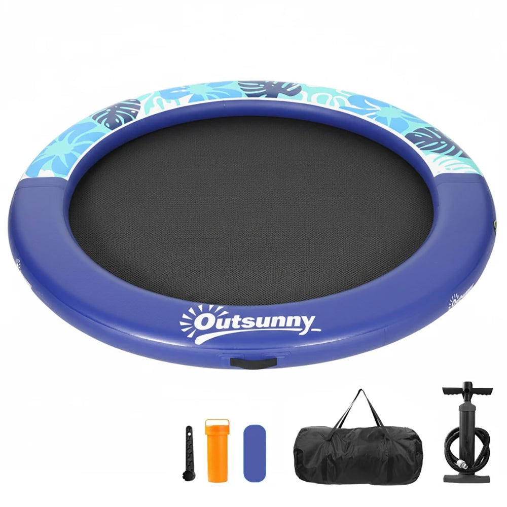 8FT Inflatable Water Hammock Floating Ring,  Thick Brushed Plastic And Reinforced Polyester Inflatable Floating Dock Platform For For Lakes, Pools, Oceans