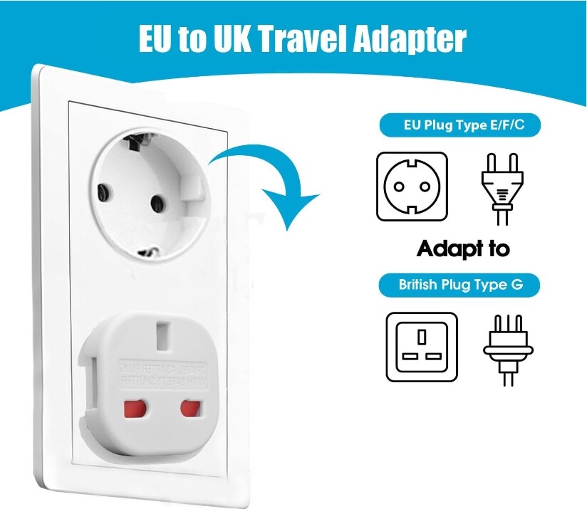 EU Travel Adapter Plug - 5 Pack  UK To Euro Europe Adaptor 2 Pin Plugs European