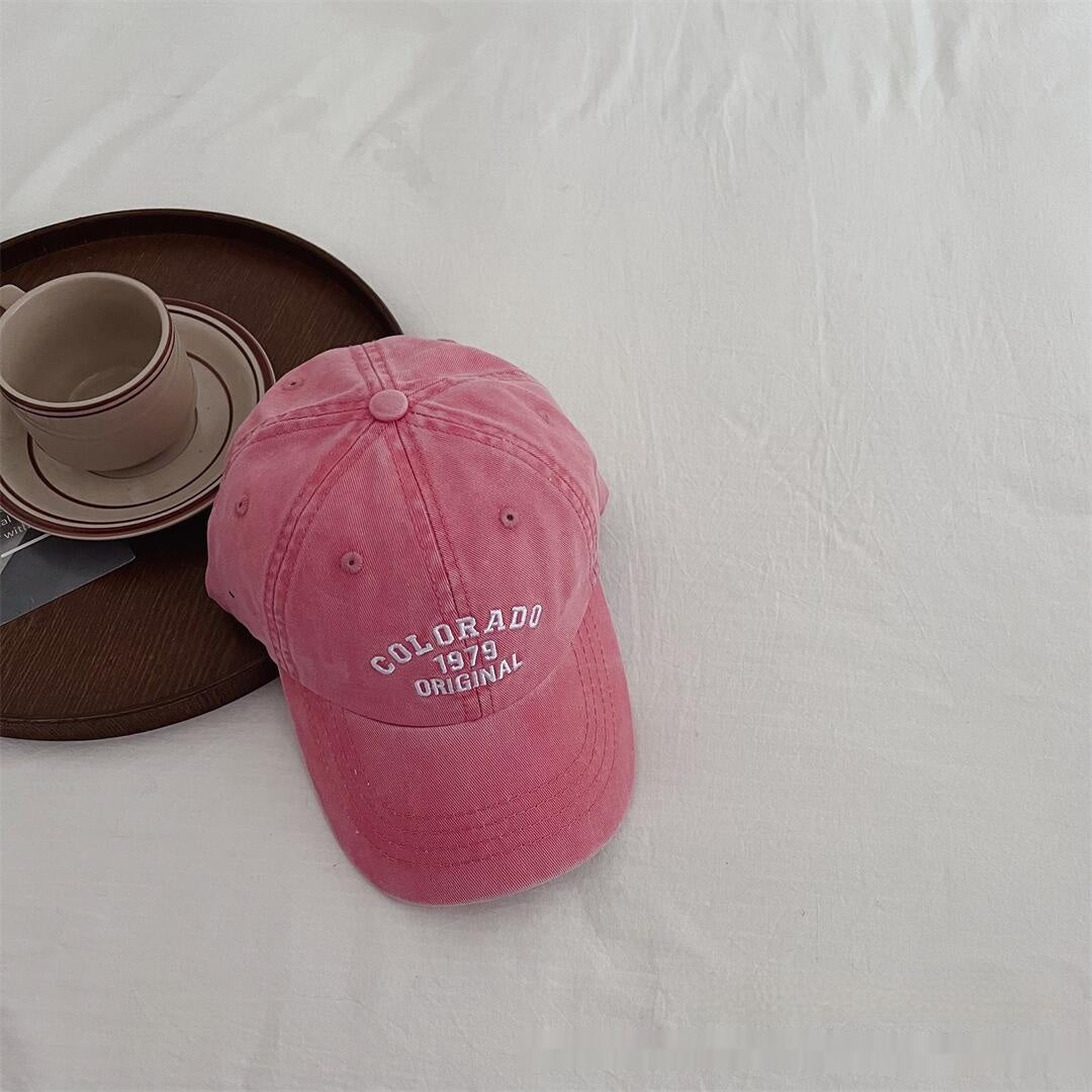 Vintage Distressed Baseball Cap With Embroidered Letters For Kids