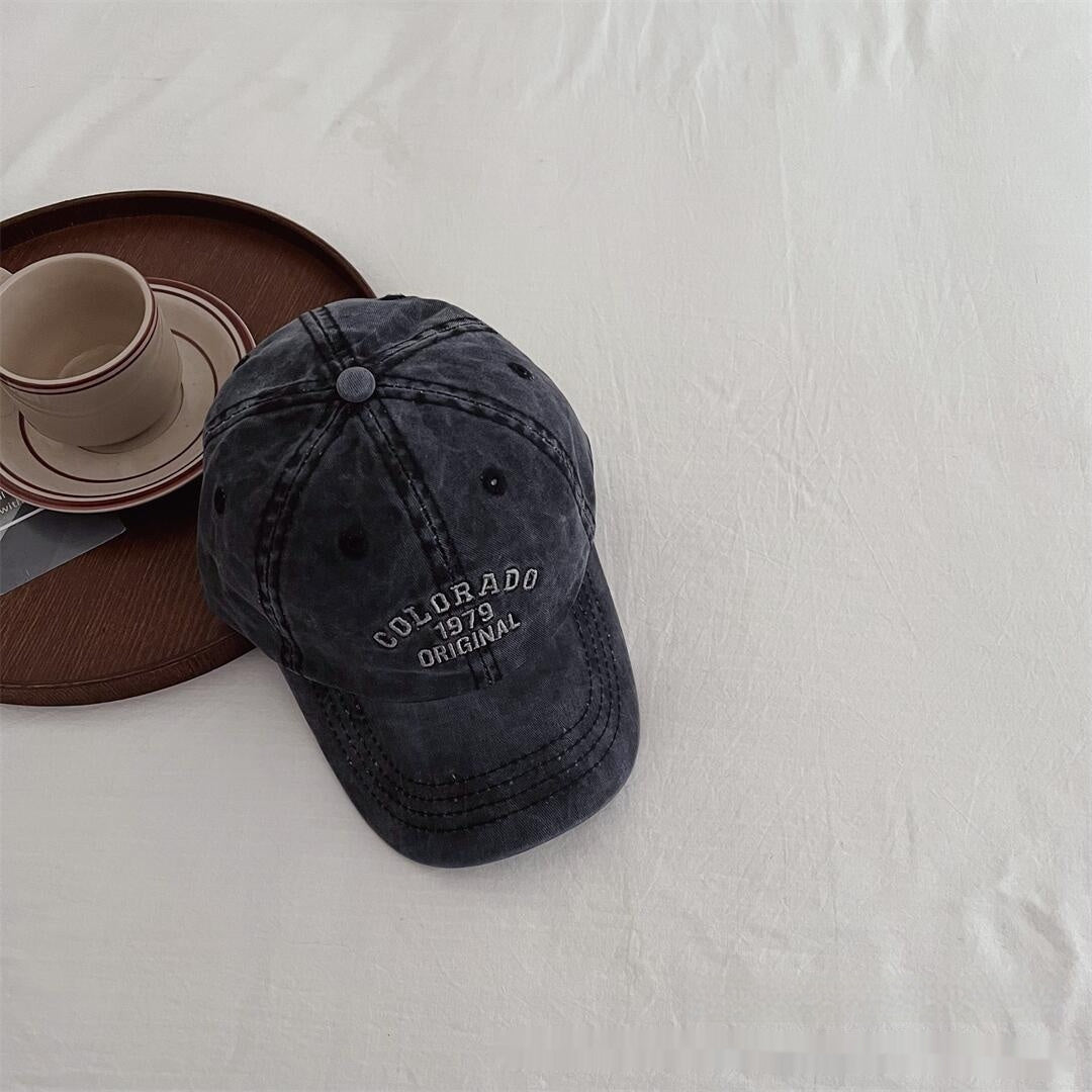 Vintage Distressed Baseball Cap With Embroidered Letters For Kids